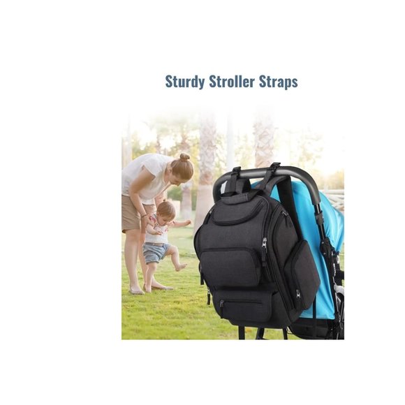 Mancro Diaper Bag Backpack with stroller straps and insulated pockets, black - Picture 5 of 7